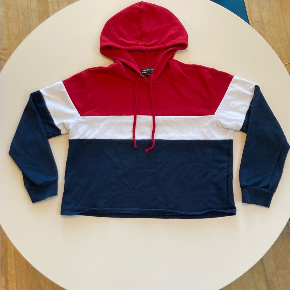 2 color block cropped hoodies